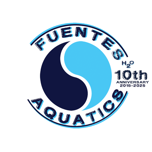 Fuentes Aquatics logo with rotating center.